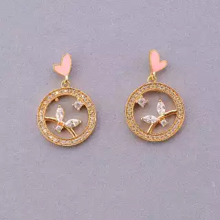 Сережки пусети Xuping Фіаніт (позолота 18к)