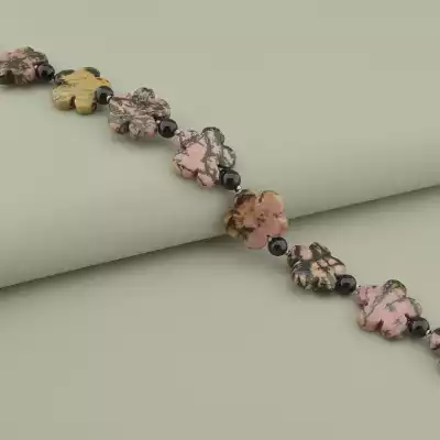 🏷️️ Намисто Родонит, Агат 45 см F-52378