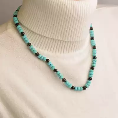 🏷️️ Намисто + Браслет + Сережки Бірюза, Агат 48 см F-76408