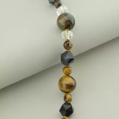 🏷️️ Намисто Бичаче око, Тигрове око, Агат 52 см. F-94497