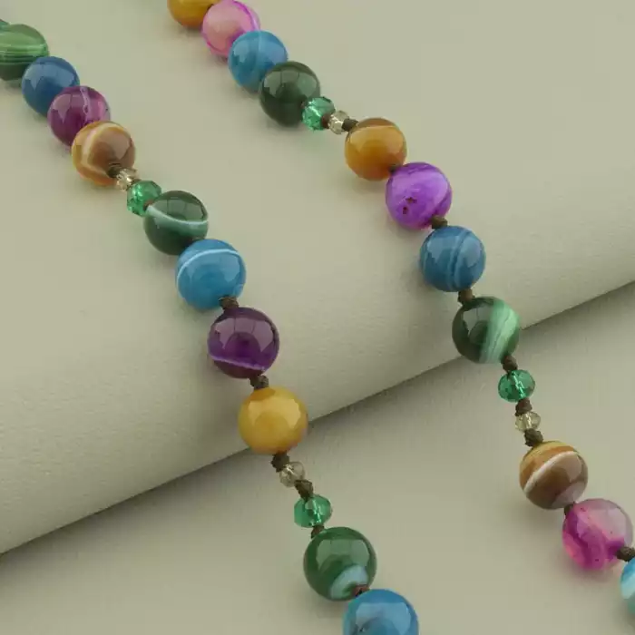 🏷️️ Намисто Агат, Чеський кришталь 61 см. ss_102291