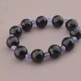 Браслет резинка Агат, Аметист 19 см.