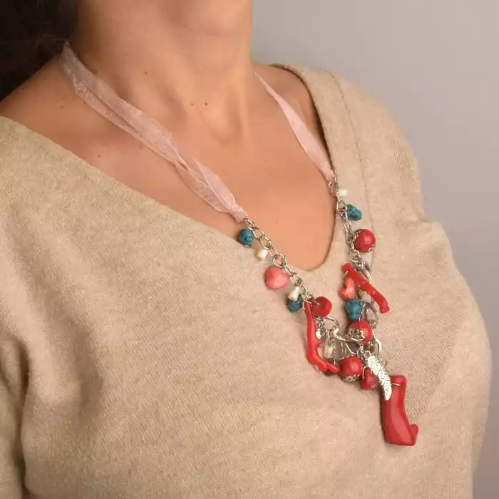 🏷️️ Підвіска Корал, Бірюза 60 см (сталь) ss_78835