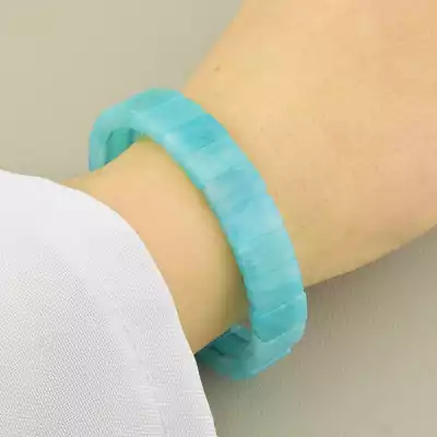 🏷️️ Браслет резинка з амазонітом бірюзовий, 17 см F-104589