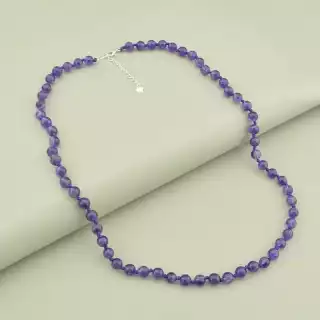 Намисто аметист (срібло 925, 52 см, карабін)