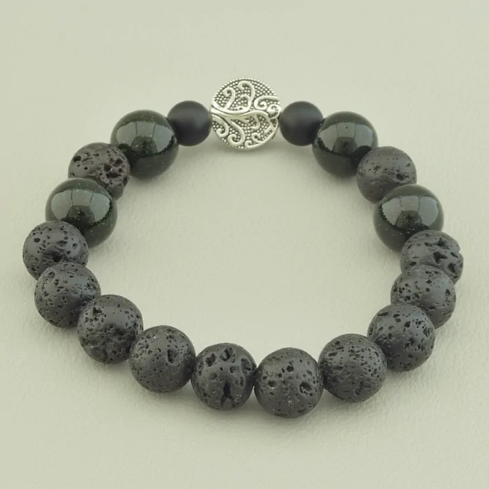 🏷️️ Браслет резинка Лава, Каїрська ніч, Шунгіт 18 см. ss_97622