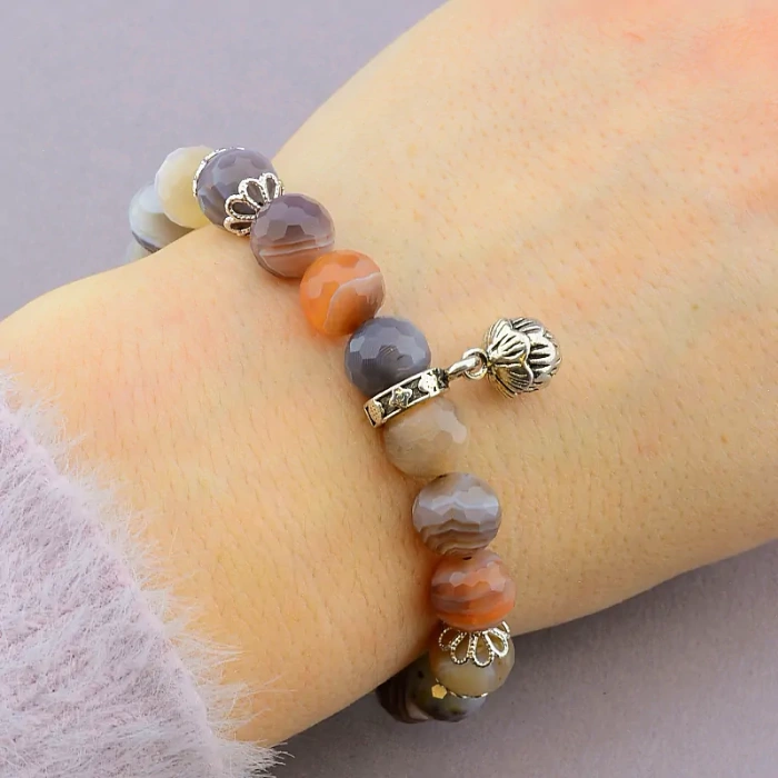 🏷️️ Браслет резинка Агат 18 см ss_70282