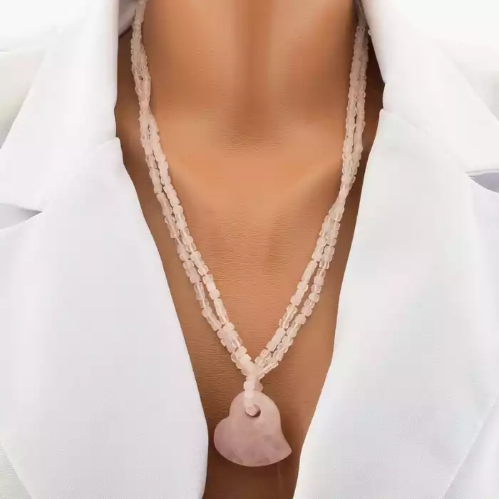 🏷️️ Намисто Рожевий кварц 53 см F-105707