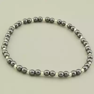 Браслет на резинці Гематит, Бісер 21 см