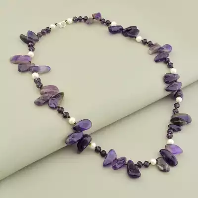 Намисто Аметист, Перли, Чеський кришталь 51 см