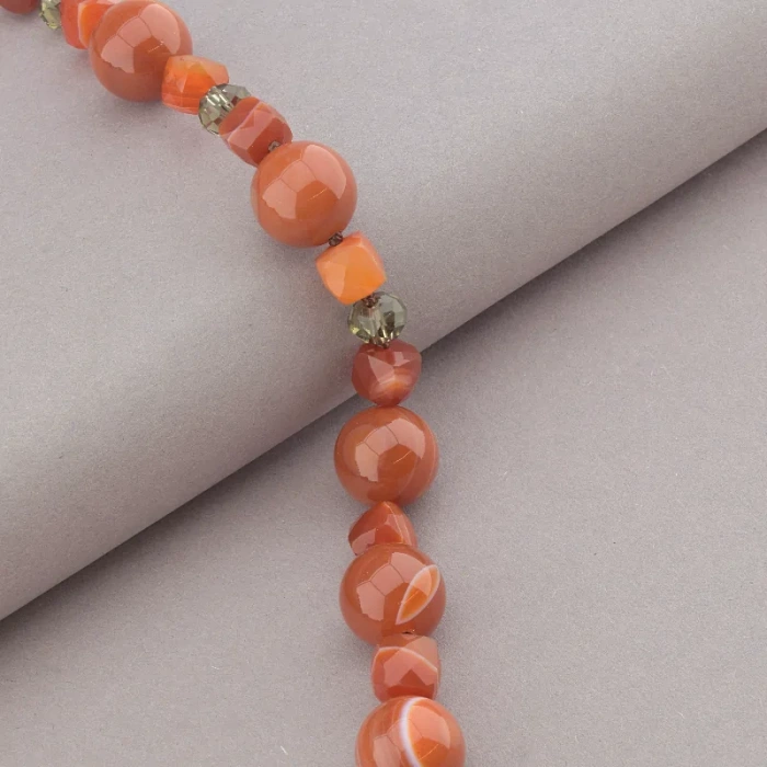 🏷️️ Намисто Сердолік, Чеський кришталь 53 см. (срібло 925 проба) ss_91125