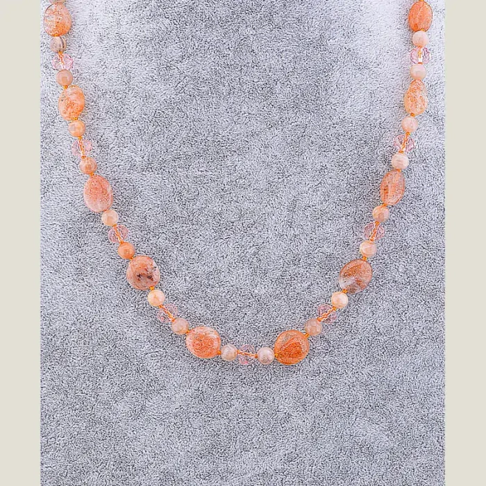 🏷️️ Намисто Сонячний камінь, Чеський кришталь 55 см ss_70683