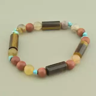 Браслет резинка Тигрове око, Золотий Пісок, Агат 18 см.