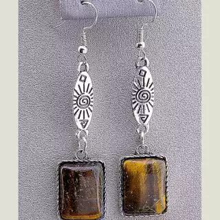 Сережки застібка гачком Тигрове око