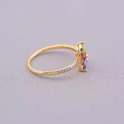 🏷️️ Каблучка квітка Xuping Фіаніт (позолота 18к) F-73148