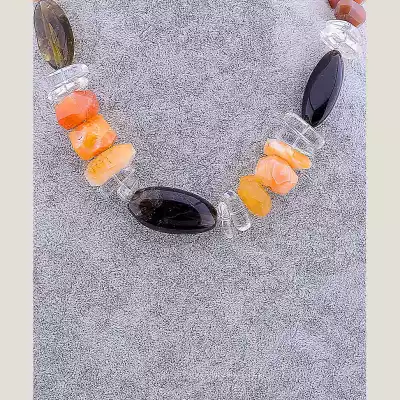 🏷️️ Намисто Раухтопаз, Сердолік, Гірський кришталь 50 см F-73940