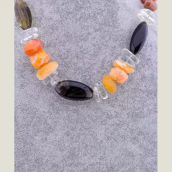 🏷️️ Намисто Раухтопаз, Сердолік, Гірський кришталь 50 см ss_73940