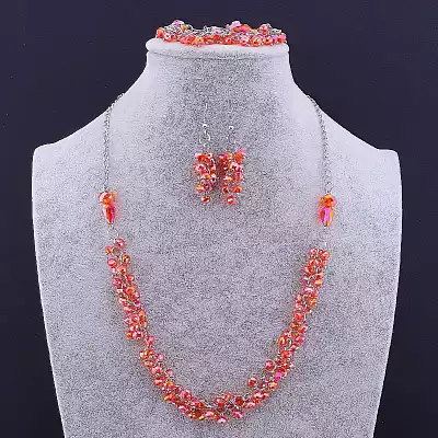 🏷️️ Намисто + Браслет + Сережки Чеський кришталь 57 см F-85540