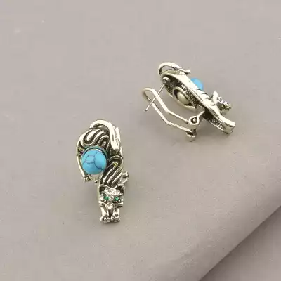 🏷️️ Підвіска + Сережки Бірюза, Фіаніт 47 см. F-93465