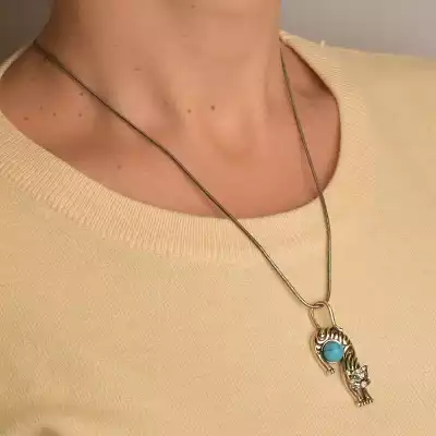 🏷️️ Підвіска + Сережки Бірюза, Фіаніт 47 см. F-93465