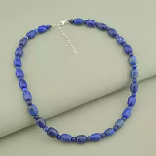 Намисто Лазуріт, Содалит 41 см. (срібло 925 проба)