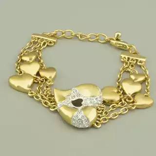 Браслет з карабіном Abella Фіаніт 19 см. (позолота 18к)