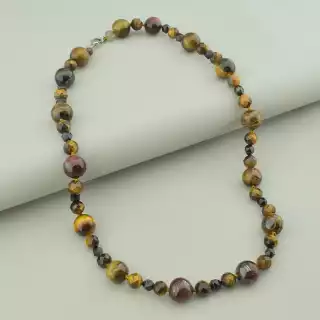 Намисто Бичаче око, Тигрове око, Агат 50 см.