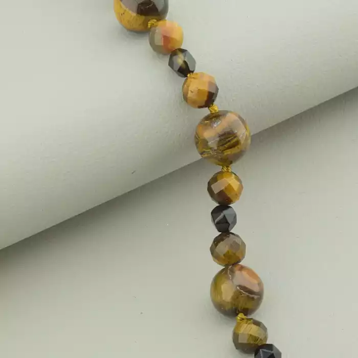 🏷️️ Намисто Бичаче око, Тигрове око, Агат 50 см. ss_94498