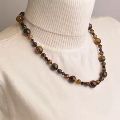 🏷️️ Намисто Бичаче око, Тигрове око, Агат 50 см. F-94498