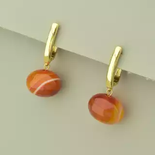 Сережки англійський замок Агат (позолота 18к лимонна)