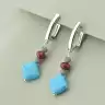 🏷️️ Сережки англійський замок Бірюза (родій) F-95001