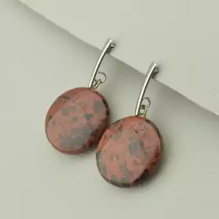 Сережки пусети Stainless Steel Обсідіан