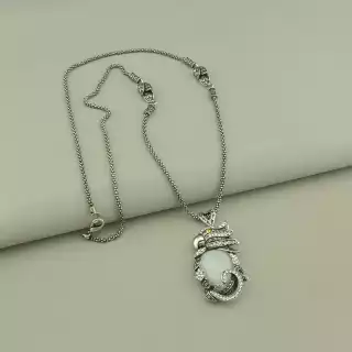 Підвіска Abella Котяче око, Фіаніт 75 см (родій)