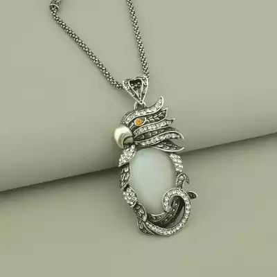 🏷️️ Підвіска Abella Котяче око, Фіаніт 75 см (родій) F-103017