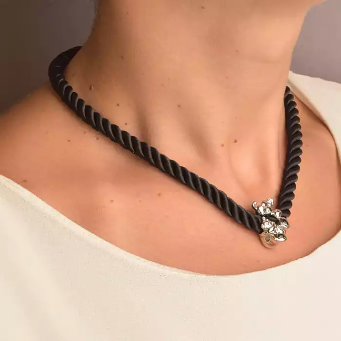 🏷️️ Підвіска ведмедик Фіаніт 41 см (родій) ss_88064