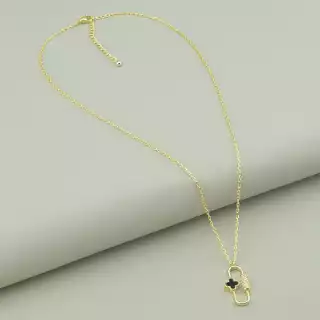 Підвіска булавка чотирилисник Saiya емаль 40 см (позолота 18к лимонна)