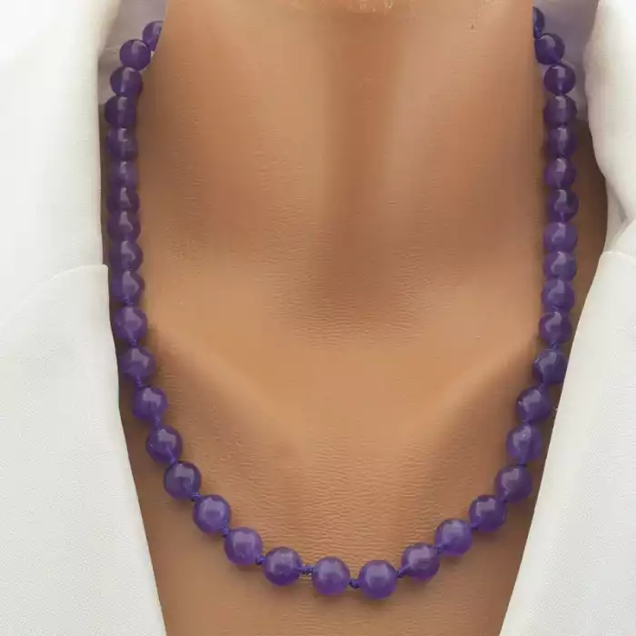 🏷️️ Намисто з аметистом у сріблі 925 проби (48 см, карабін, фіолетове) ss_104690