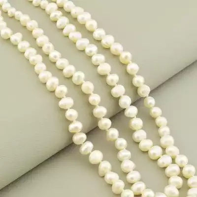 🏷️️ Намисто з перлин (51 см, з карабіном, +4 см ланцюжок, позолота 18к) F-104890