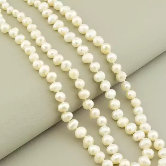 🏷️️ Намисто з перлин (51 см, з карабіном, +4 см ланцюжок, позолота 18к) ss_104890