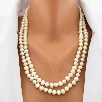 🏷️️ Намисто з перлин (51 см, з карабіном, +4 см ланцюжок, позолота 18к) F-104890