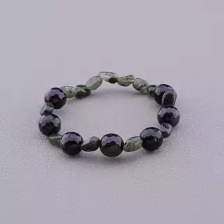 Браслет резинка Волосатик, Агат 17 см