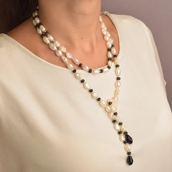 🏷️️ Намисто Перли, Чеський кришталь 115 см. ss_90923