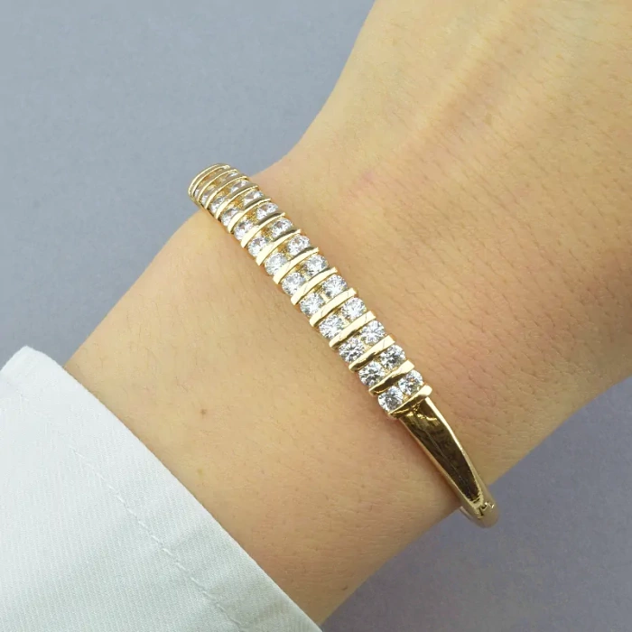 🏷️️ Браслет шарнірний Xuping Фіаніт (позолота 18к) ss_48842