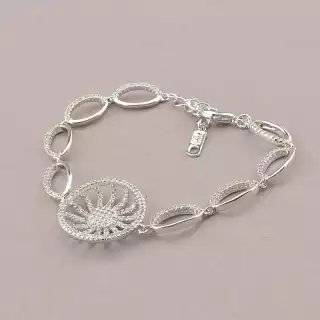 Браслет з карабіном Xuping Фіаніт (родій)