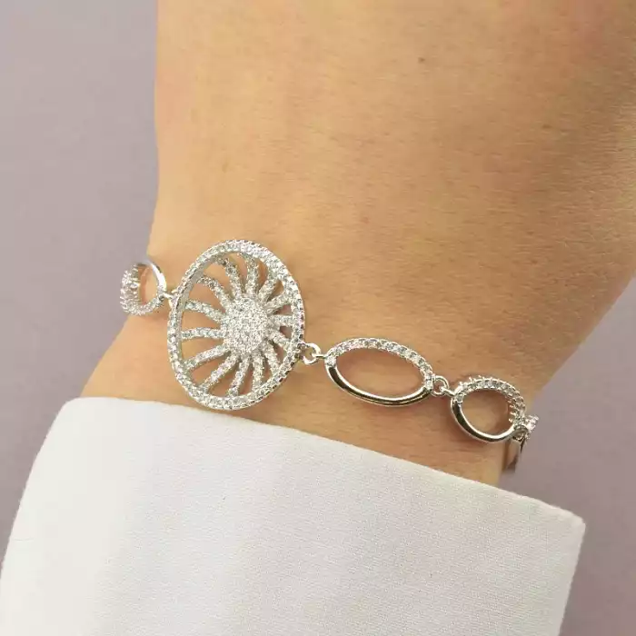 🏷️️ Браслет з карабіном Xuping Фіаніт (родій) ss_35140