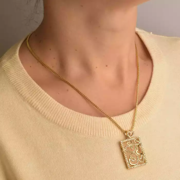 🏷️️ Підвіска + Сережки Фіаніт 44 см. (позолота 14k (лимонна)) ss_92526