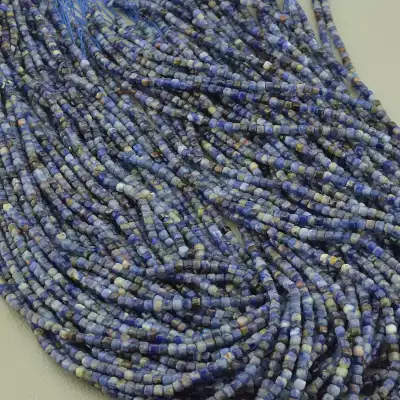 🏷️️ Намистини Содаліт, Лазуріт 38 см. на нитці (натуральне каміння, без застібки) F-100674