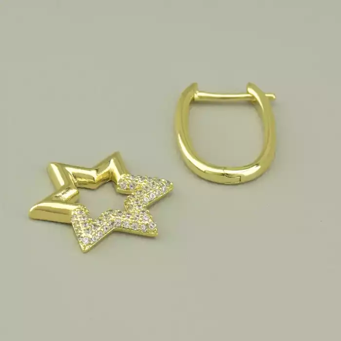 🏷️️ Сережки зірки на англійській застібці Xuping Фіаніт (позолота 18к лимонна) ss_93703