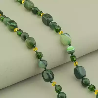 🏷️️ Намисто Агат, Чеський кришталь 48 см. F-102293