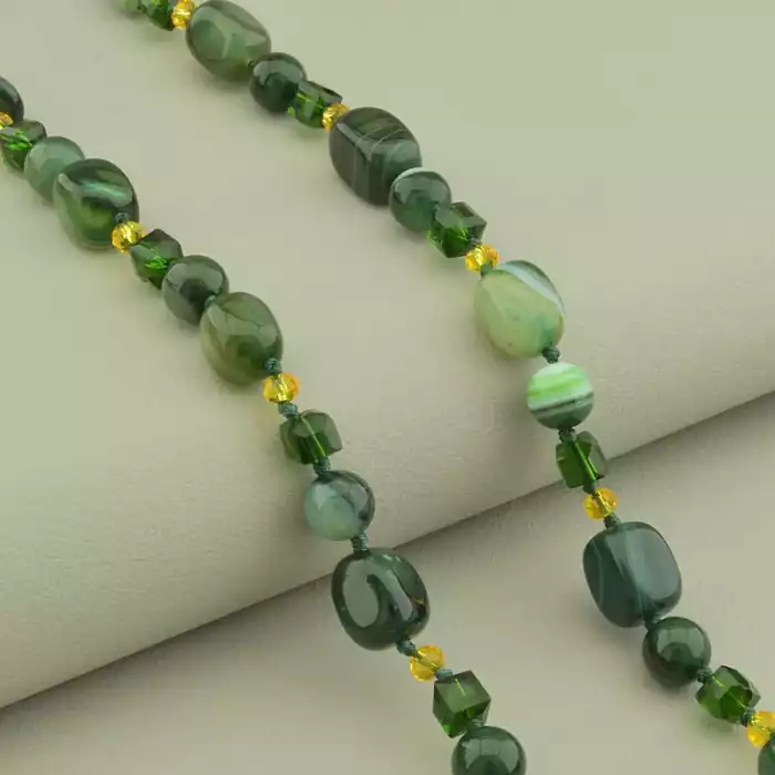 🏷️️ Намисто Агат, Чеський кришталь 48 см. ss_102293